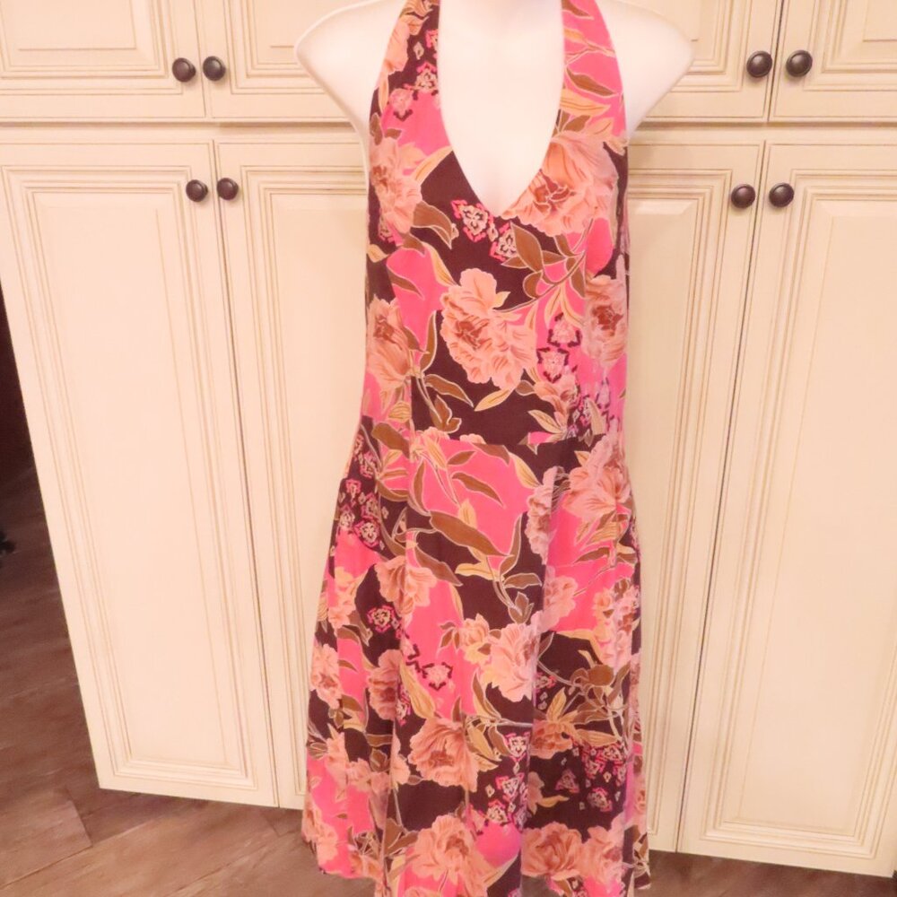 CLUES (New York Paris) Summer Cotton Floral Halter Dress size 10